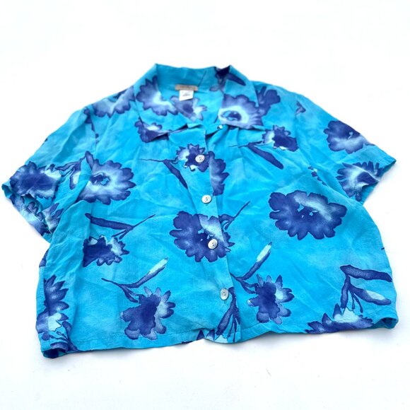 Vintage Life Styles, Floral Cropped Button Down Shirt - Picture 3 of 4